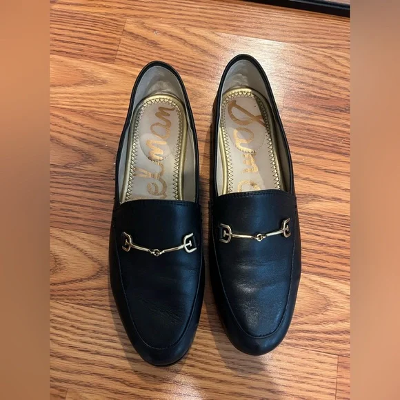 Sam Edelman Black Leather Loafers with Gold Hardware Sam Edelman Shoes Womens Size 9 Black Loafers New York Gold  main image 3
